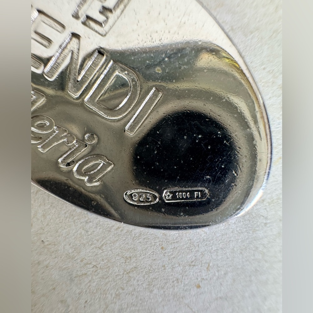 FENDI Vintage Necklace Selleria Oval Plate Charm 925 Silver - Picture 5 of 13